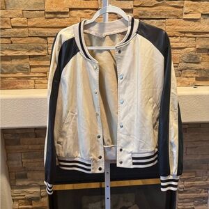 Anthropologie Two-Tone Varsity Jacket Size Large